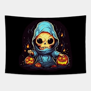 Eerie Halloween Ghoul Art - Spooky Season Delight Tapestry