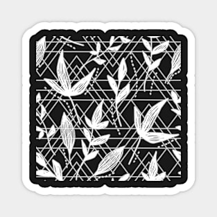 CUTE COOL BLACK AND WHITE GEOMETRIC SHAPE LEAF SEAMLESS PATTERN Magnet