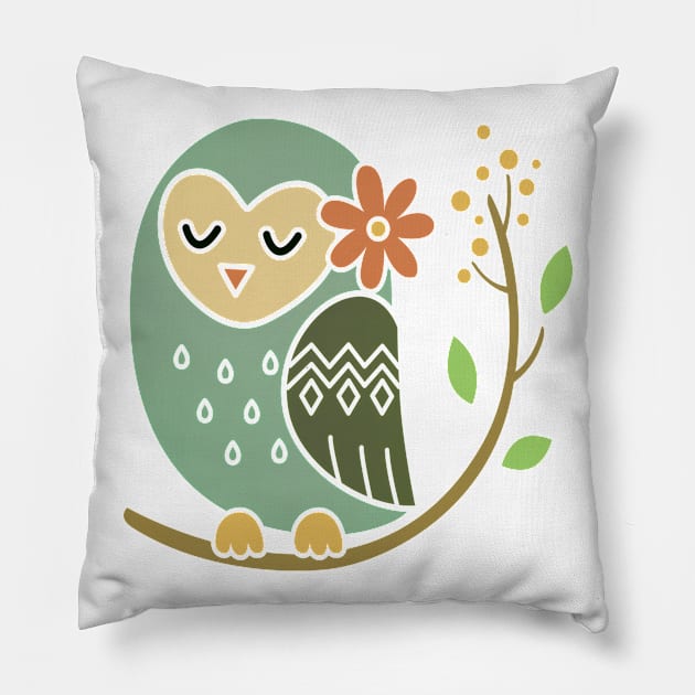 Owl on Branch Pillow by koolteas