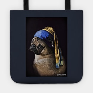 Pug with a Pearl Earring Tote