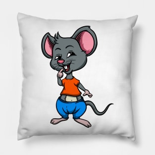 Cute Anthropomorphic Human-like Cartoon Character Mouse in Clothes Pillow