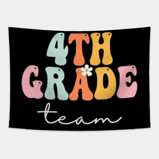 4Th Grade Team Retro Groovy Women Happy First Day Of School Tapestry