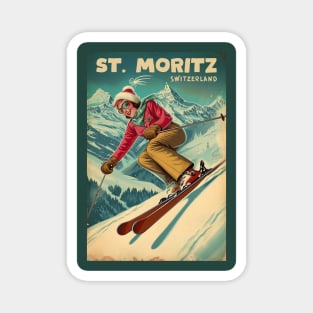 St. Moritz Switzerland Ski Magnet