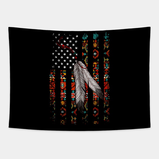 American Native Flag Native Tribe Feather Pride Shirt Tapestry by HomerNewbergereq