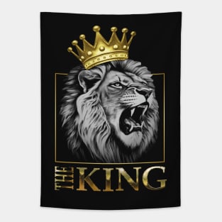 Regal Lion Head with Gold Crown - The King of the Savannah Tapestry