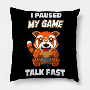 Gaming Red Panda Game Paused Funny Gamer Pillow