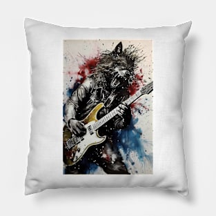 Werewolf Shredding Guitar Pillow