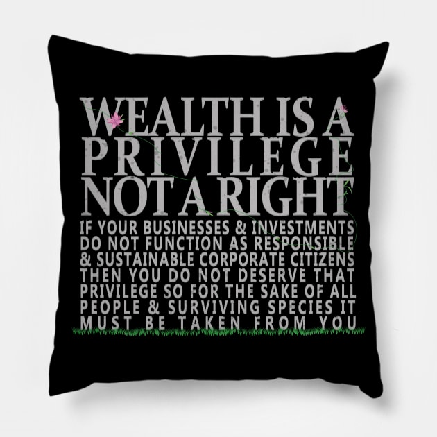 Wealth Is A Privilege Pillow by YouAreHere