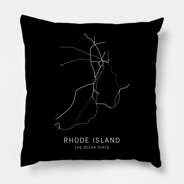 Rhode Island State Road Map Pillow by ClarkStreetPress