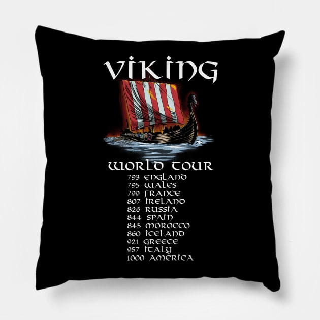 Viking World Tour - Norse Longship - Nordic Maritime History Pillow by Styr Designs