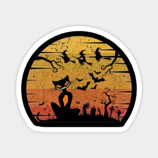 Vintage Scary Halloween Black Cat Magnet