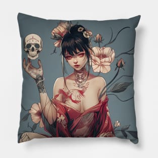Geisha and skull 6608 Pillow