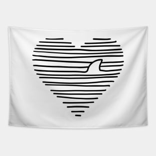 Love Shark Minimalist Line Drawing Shark Fin Gift Tapestry