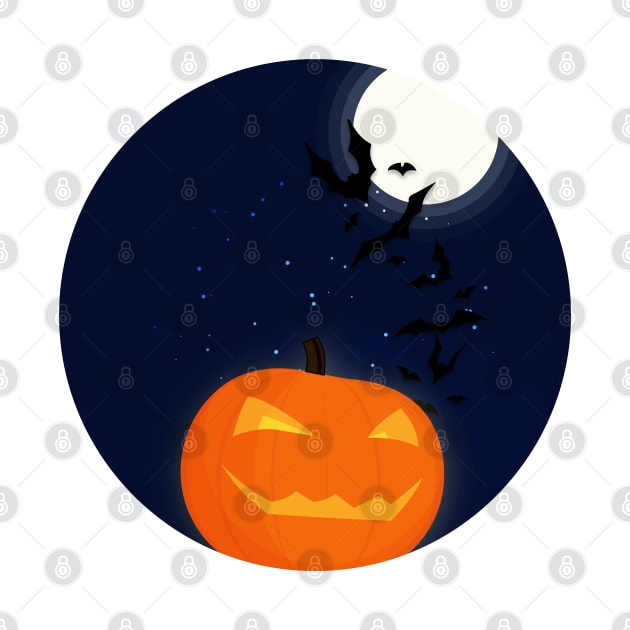 Halloween Pumpkin & Bats by munkidesigns