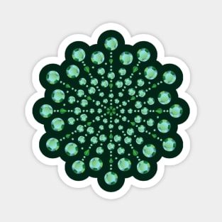 Shiny Colored Green Gemstone Snowflake Magnet