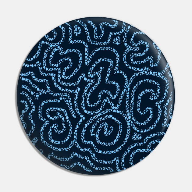 Textured Bright Blue Doodle on Navy Abstract Pin by Klssaginaw