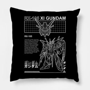 RX 105 XI GUNDAM BLACK WHITE STREETWEAR SHIRT Pillow