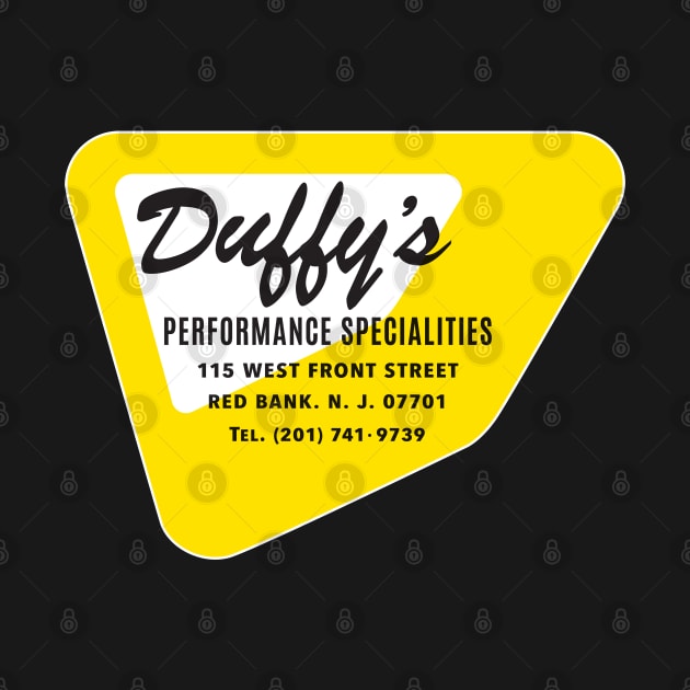 Vintage Duffy's Performance Specialities Hot Rod suppliers emblem - yellow print by retropetrol