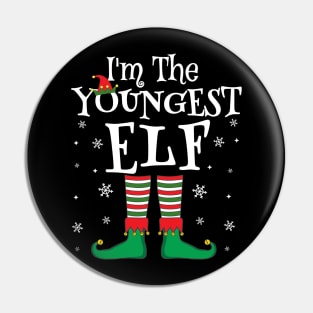 I'm The Youngest Elf Matching Family Christmas Pajama Shirt Pin