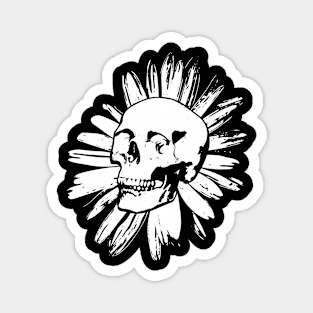 White Skull Flower Magnet