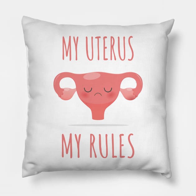 My Uterus My Rules - Pink Pillow by erinpriest