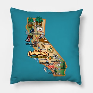 Vintage California State Map Pillow