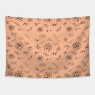 Floral Pattern on a Peach Background Tapestry