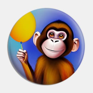 Monkey with Yellow Balloon Pin