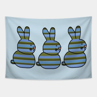 Three Easter Bunny Rabbits Crete Palm Stripes Tapestry