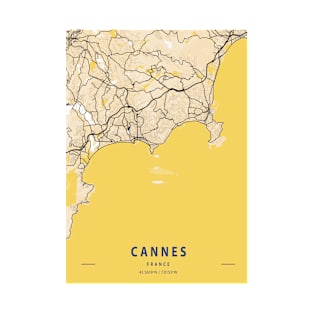 Cannes - France Yellow City Map T-Shirt