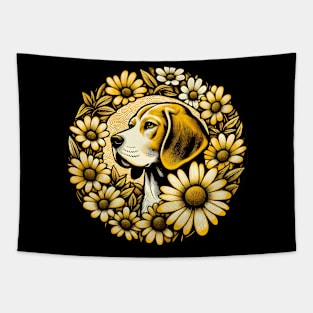 Beagle and Daisies Tapestry