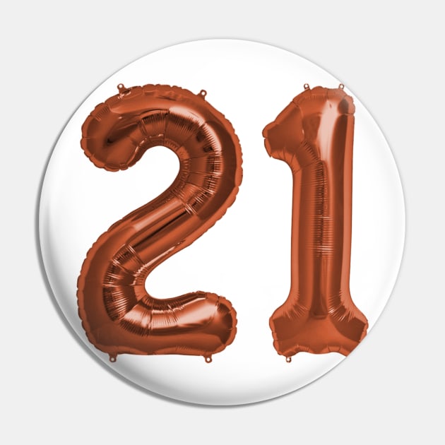 Copper 21st Birthday Metallic Helium Balloons Numbers Pin by podartist