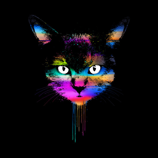  Neon  Cat  Cat  Pillow TeePublic