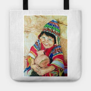 Peruvian boy Tote