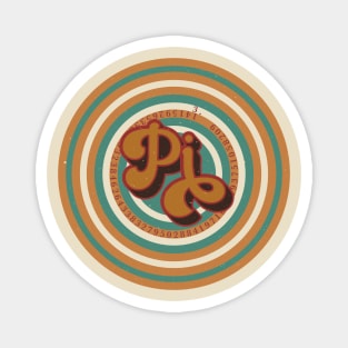 Pi Day Groovy Circles Teal and Tan Magnet