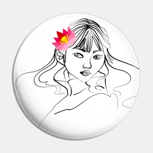 Girl and lotos Pin