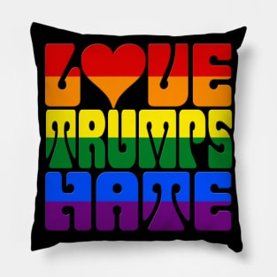 LOVE TRUMPS HATE Anti-Trump LGBTQ Gay Pride Flag Pillow