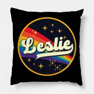 Leslie // Rainbow In Space Vintage Style Pillow