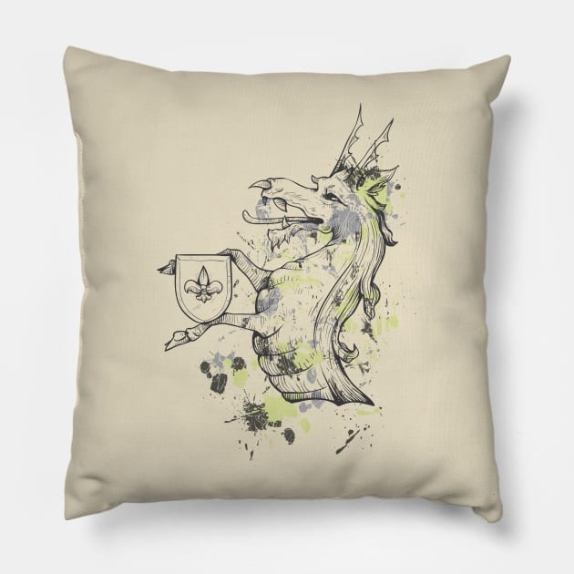 Dragon Shield Pillow by jm2616
