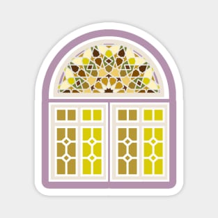 Yemeni Window Stained Glass Qamariyah Olive Green design Magnet