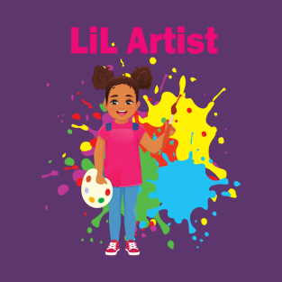 Lil artist cute little girl painting for little artists T-Shirt