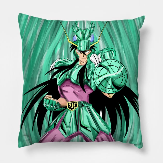 shiryu the saint of the dragon in knights of the zodiac Pillow by jorge_lebeau
