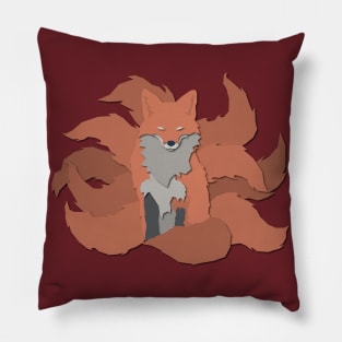 9 Tails Kitsune (Papercut Illustration) Pillow