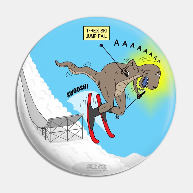 T-Rex Ski Jump Fail Pin by OutToLunch