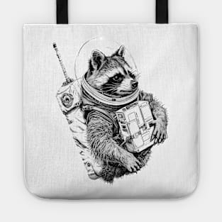 Racoon Astronaut Black White Tote