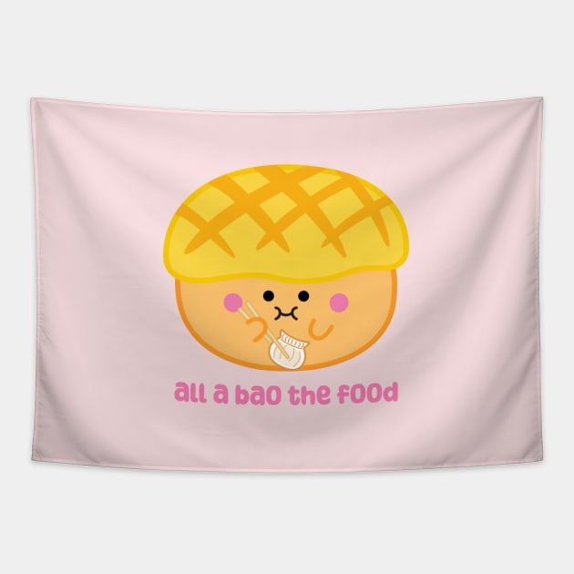 Pineapple Bun Dumpling Chopsticks All a Bao the Food (Bolo Bao 菠蘿包) | by queenie's cards Tapestry by queenie's cards