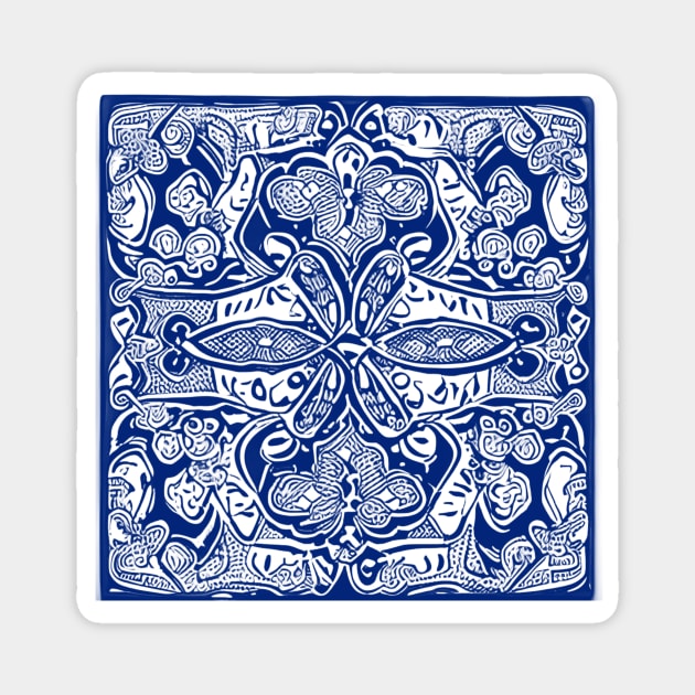 Paisley Print - Blue Aesthetic Magnet by BubbleMench