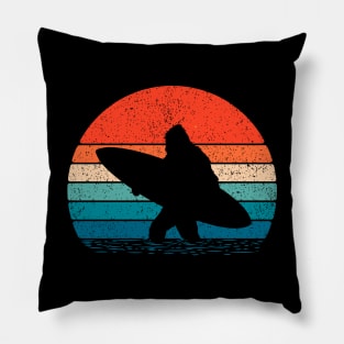 Bigfoot Surfing Sunset Pillow