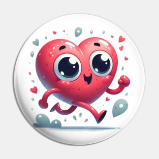 Cute Running Heart Pin