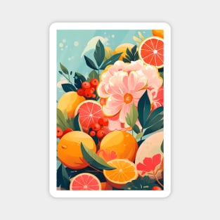 Citrus Fruits Flowers Magnet